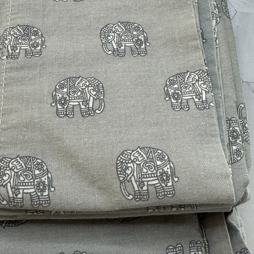 100% Cotton FULL Sheets Gray Tribal Elephant 4 Pc. Set Artisan NY Home EUC